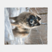 Keeshond Laat het Sneeuwen Kerstmis Fleece Deken (Voorkant (Horizontaal))