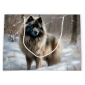 Keeshond Laat het Sneeuwen Kerstmis Groot Cadeauzakje (Voorkant)
