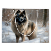 Keeshond Laat het Sneeuwen Kerstmis Groot Cadeauzakje (Achterkant)