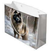 Keeshond Laat het Sneeuwen Kerstmis Groot Cadeauzakje (Achterkant Gekanteld)