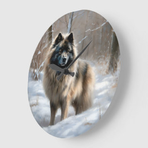 Keeshond Laat het Sneeuwen Kerstmis Grote Klok