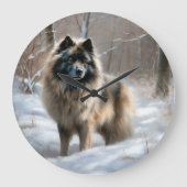 Keeshond Laat het Sneeuwen Kerstmis Grote Klok (Voorkant)
