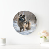Keeshond Laat het Sneeuwen Kerstmis Grote Klok (Huis)