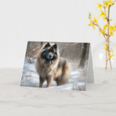 Keeshond Laat het Sneeuwen Kerstmis Kaart (Gele Bloem)
