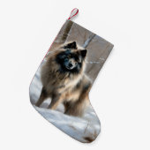 Keeshond Laat het Sneeuwen Kerstmis Kleine Kerstsok (Voorkant (Hangend))