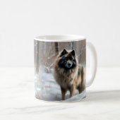 Keeshond Laat het Sneeuwen Kerstmis Koffiemok (Voorkant rechts)