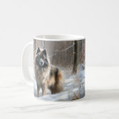 Keeshond Laat het Sneeuwen Kerstmis Koffiemok (Voorkant links)
