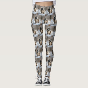 Keeshond Laat het Sneeuwen Kerstmis Leggings
