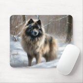 Keeshond Laat het Sneeuwen Kerstmis Muismat (Met muis)