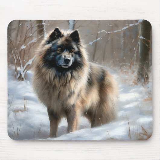 Keeshond Laat het Sneeuwen Kerstmis Muismat (Voorkant)