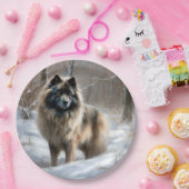 Keeshond Laat het Sneeuwen Kerstmis Papieren Bordje (Feest)