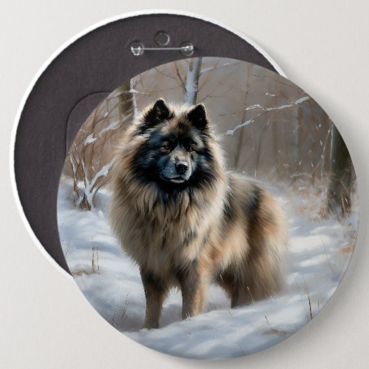 Keeshond Laat het Sneeuwen Kerstmis Ronde Button 6,0 Cm (Voorkant /achterkant)