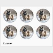Keeshond Laat het Sneeuwen Kerstmis Ronde Sticker (Vel)