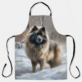 Keeshond Laat het Sneeuwen Kerstmis Schort (Voorkant)