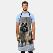 Keeshond Laat het Sneeuwen Kerstmis Schort (Gedragen)