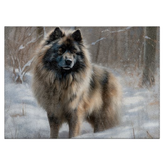 Keeshond Laat het Sneeuwen Kerstmis Snijplank (Voorkant)