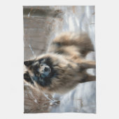 Keeshond Laat het Sneeuwen Kerstmis Theedoek (Verticaal)