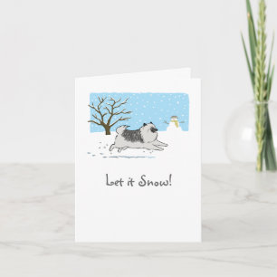 Keeshond "Laat het sneeuwen!" Schattige hond Kerst Feestdagen Kaart