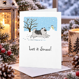 Keeshond "Laat het sneeuwen!" Schattige hond Kerst Feestdagen Kaart