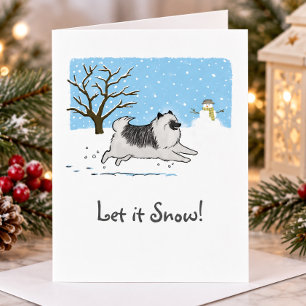 Keeshond "Laat het sneeuwen!" Schattige hond Kerst Feestdagen Kaart