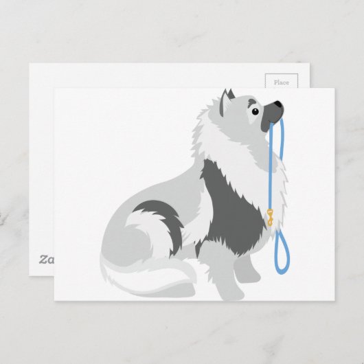 Keeshond Leash Briefkaart (Voorkant / Achterkant)