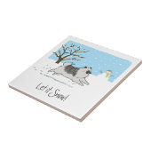 Keeshond "Let it Snow" Tegeltje (Zijkant)