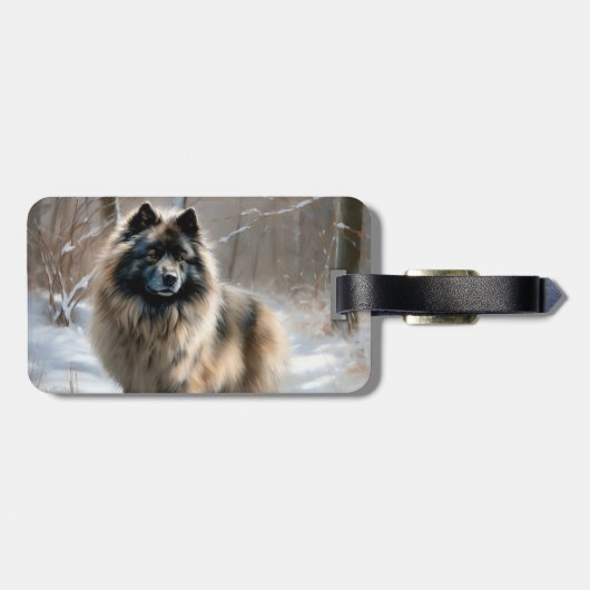 Keeshond liet het sneeuwen Kerstmis Bagagelabel (Achterkant horizontaal)