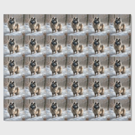 Keeshond liet het sneeuwen Kerstmis Cadeaupapier (Vlak)