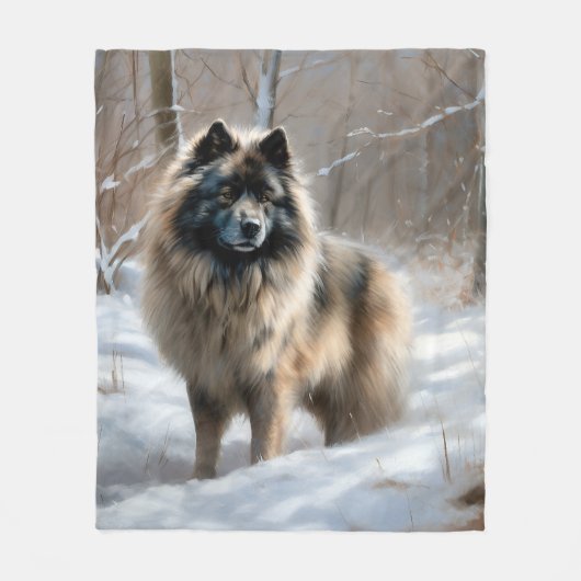 Keeshond liet het sneeuwen Kerstmis Fleece Deken (Voorkant)