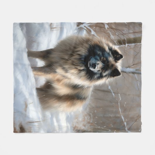 Keeshond liet het sneeuwen Kerstmis Fleece Deken (Voorkant (Horizontaal))