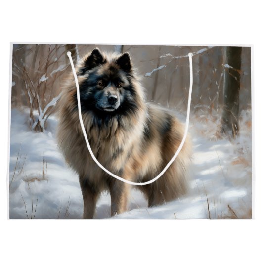 Keeshond liet het sneeuwen Kerstmis Groot Cadeauzakje (Achterkant)