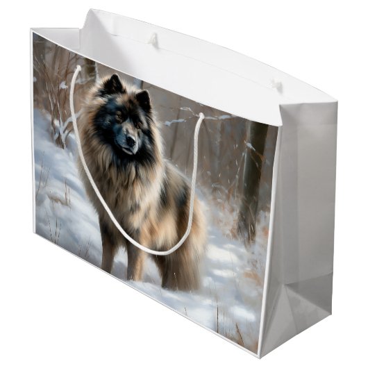 Keeshond liet het sneeuwen Kerstmis Groot Cadeauzakje (Achterkant Gekanteld)