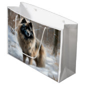 Keeshond liet het sneeuwen Kerstmis Groot Cadeauzakje (Voorkant Gekanteld)