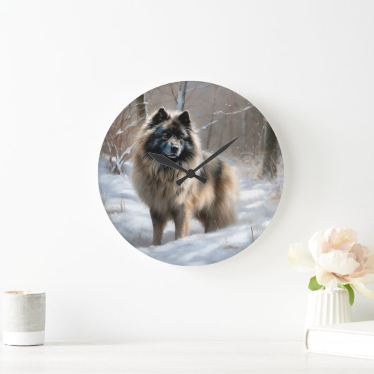 Keeshond liet het sneeuwen Kerstmis Grote Klok (Huis)