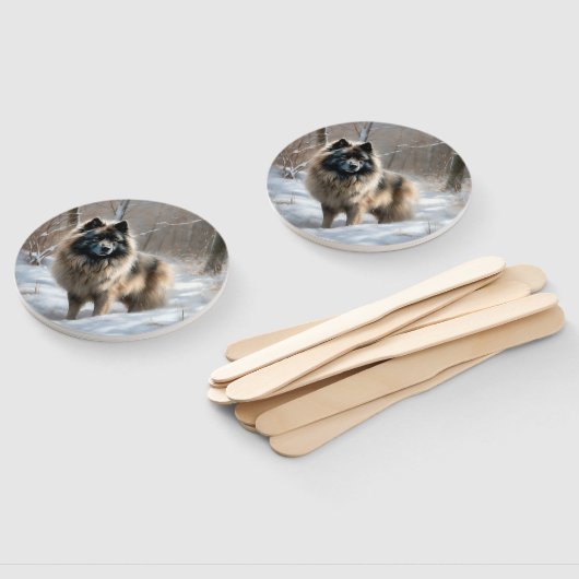 Keeshond liet het sneeuwen Kerstmis Handwaaier (Niet-gemonteerd)