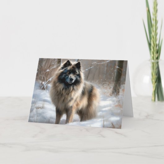 Keeshond liet het sneeuwen Kerstmis Kaart (Voorkant)
