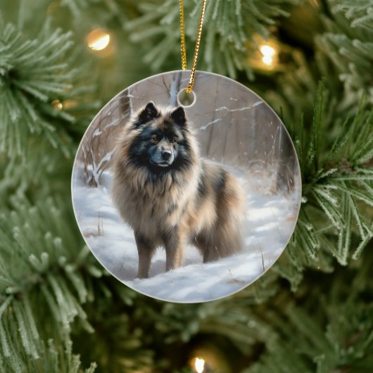 Keeshond liet het sneeuwen Kerstmis Keramisch Ornament (Boom)