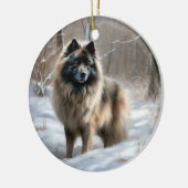 Keeshond liet het sneeuwen Kerstmis Keramisch Ornament (Links)