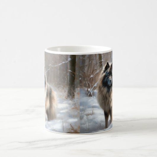 Keeshond liet het sneeuwen Kerstmis Koffiemok (Center)