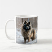 Keeshond liet het sneeuwen Kerstmis Koffiemok (Links)