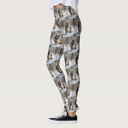 Keeshond liet het sneeuwen Kerstmis Leggings (Links)