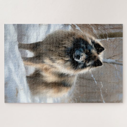 Keeshond liet het sneeuwen Kerstmis Legpuzzel (Horizontaal)