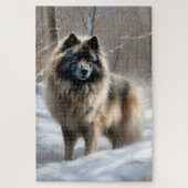 Keeshond liet het sneeuwen Kerstmis Legpuzzel (Verticaal)