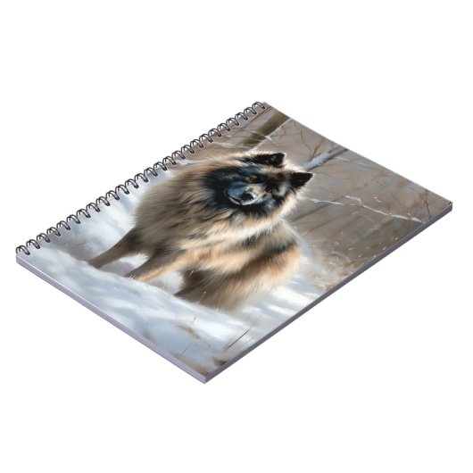 Keeshond liet het sneeuwen Kerstmis Notitieboek (Linkerzijde)