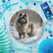 Keeshond liet het sneeuwen Kerstmis Papieren Bordje (Feest)