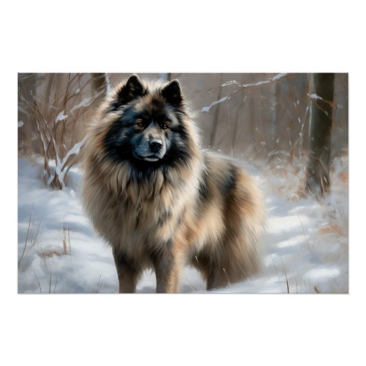 Keeshond liet het sneeuwen Kerstmis Perfect Poster (Voorkant)