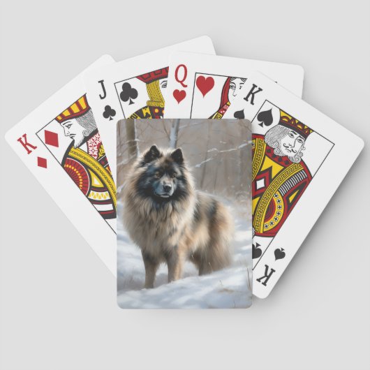 Keeshond liet het sneeuwen Kerstmis Pokerkaarten (Achterkant)