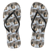 Keeshond liet het sneeuwen Kerstmis Teenslippers (Voetbed)