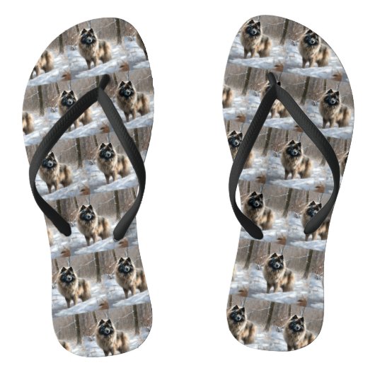 Keeshond liet het sneeuwen Kerstmis Teenslippers (Voetbed)