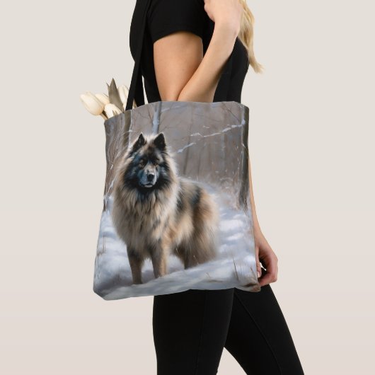 Keeshond liet het sneeuwen Kerstmis Tote Bag (Dichtbij)